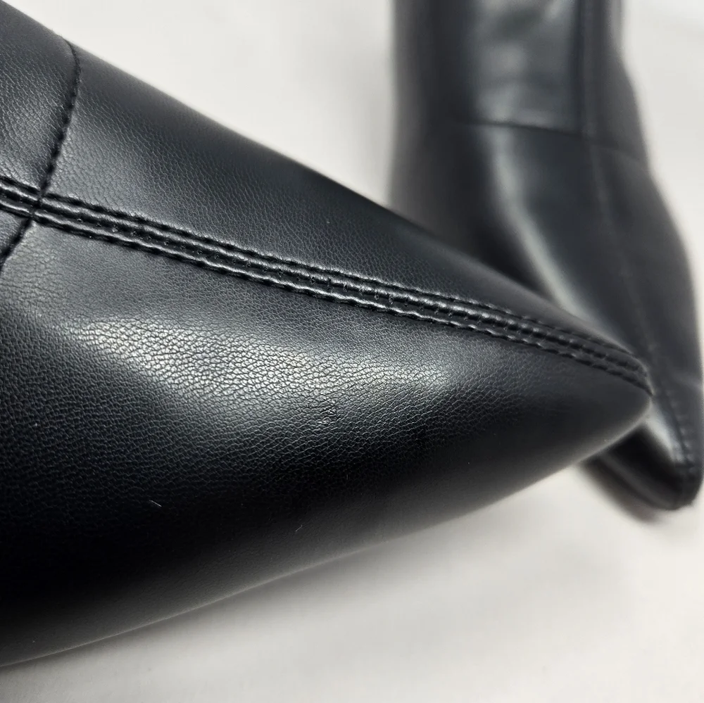 Abound Womens Ankle Boots Sz 8.5M Aberinn Black Faux Leather Kitten Heel Classic